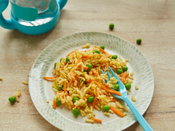 A plate of rice and peas