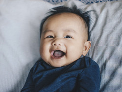 A baby laughing