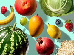 Collage of various vegetables and fruits